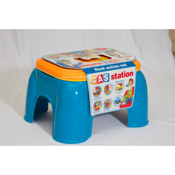 Stool Play Set Toy for Real Action Set-Gas Station